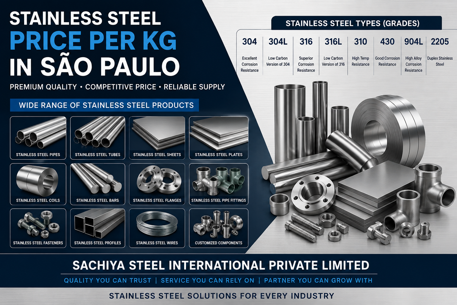 stainless steel price per kg in São Paulo