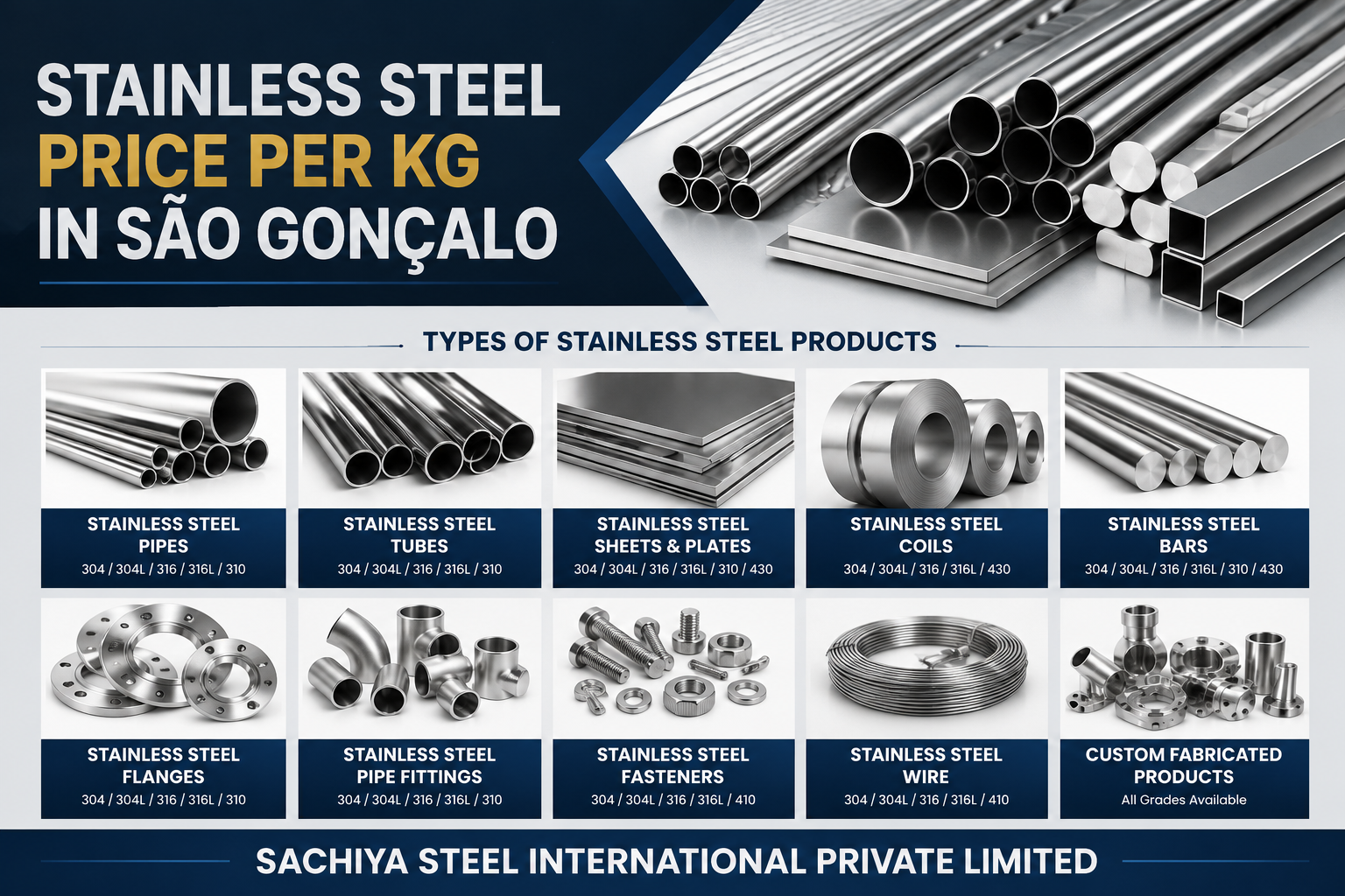 Stainless Steel Price Per Kg in São Gonçalo